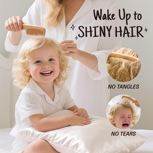 OLESILK Toddler 100% Mulberry Silk Pillowcase, Breathable Soft Smooth for Nursery Kids Night Sleeping, Silk Travel Pillow Cases with Hidden Zipper (1 Pack, Ivory, 13"x18")