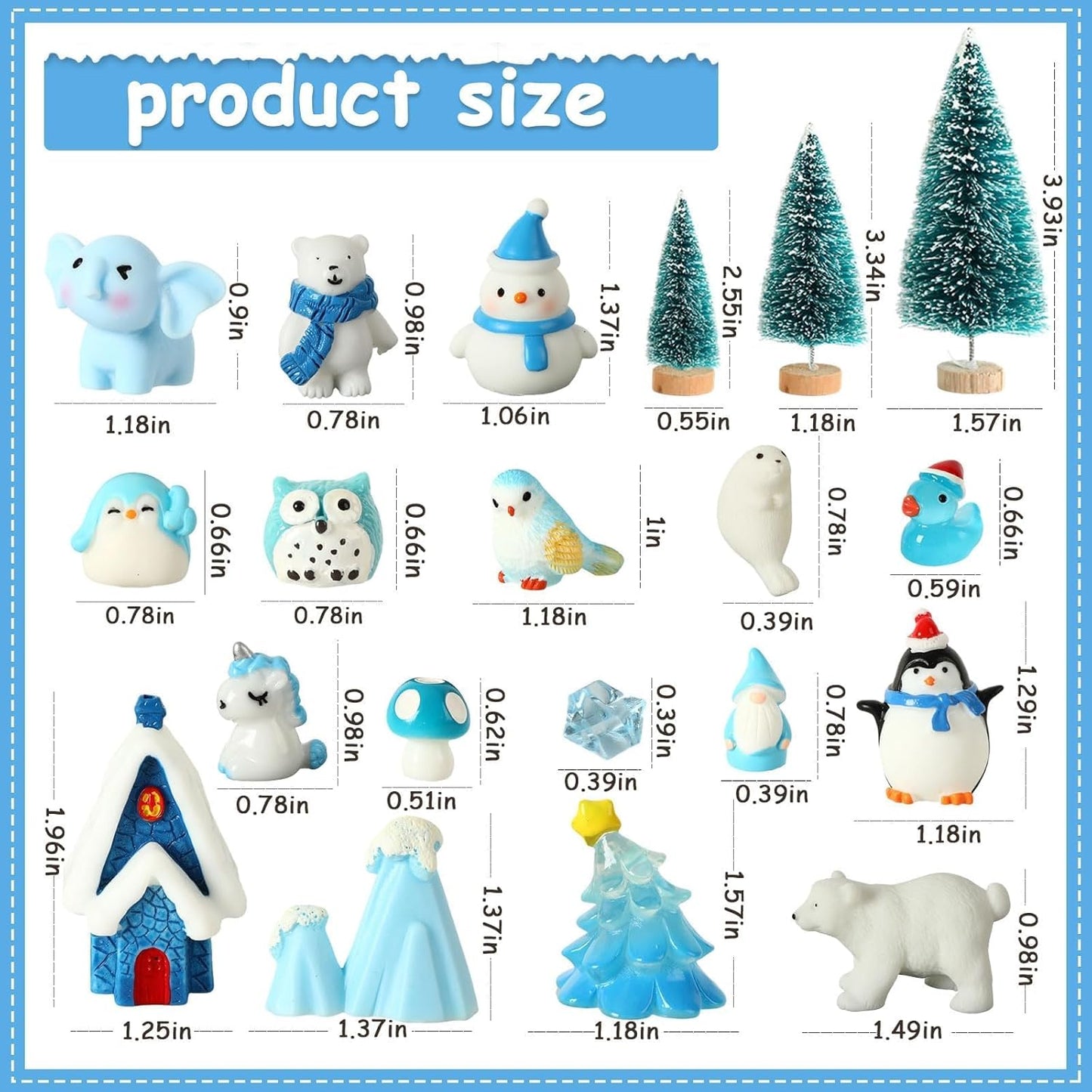 PETKNOWS Miniature Winter Figurines - Blue Ice Cube Ornaments for Christmas Tree & Desktop Decor