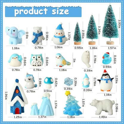 PETKNOWS Miniature Winter Figurines - Blue Ice Cube Ornaments for Christmas Tree & Desktop Decor