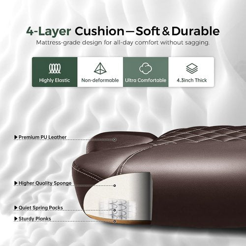 amseatec Office Chair, Big and Tall Office Chair with Foot Rest Ergonomic Desk Chairs Reclining High Back Leather Chairs with Lumbar Support(Brown)