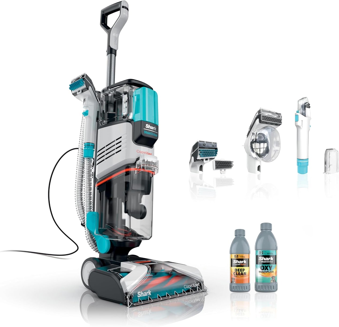 Shark R-EX201 CarpetXpert Upright Cleaner - StainStriker Technology for Carpets & Upholstery, Cyan