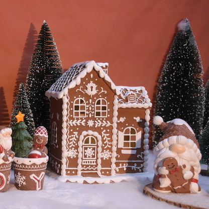 Regine Switzerland Gnome Christmas Decorations - 2Pcs Resin Gingerbread Gnomes | 4.5 Inch Table Decor Gifts for Women