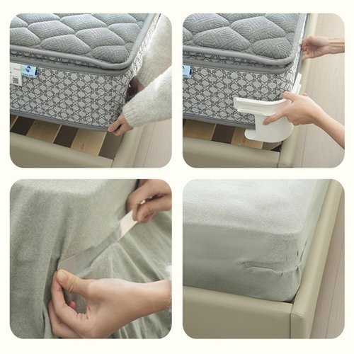 Bed Sheet Holder with Lock Strips, Sheet Holders Fasteners Bed Sheet Clips Fasteners for Corner Heavy Duty, Zumber Lock for Sheets No-Slip Design, Stay Secure & Tidy All Night (White-8 pcs)