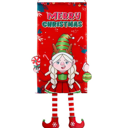 Elf Girl Christmas Banner - Merry Xmas Hanging Flag for Door Decor, Weatherproof Polyester