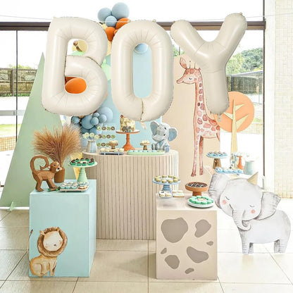 Skiennix 40-Inch Beige Boy Balloons - Large Cream White Sand Alphabet Letters for Birthday & Gender Reveal Decor