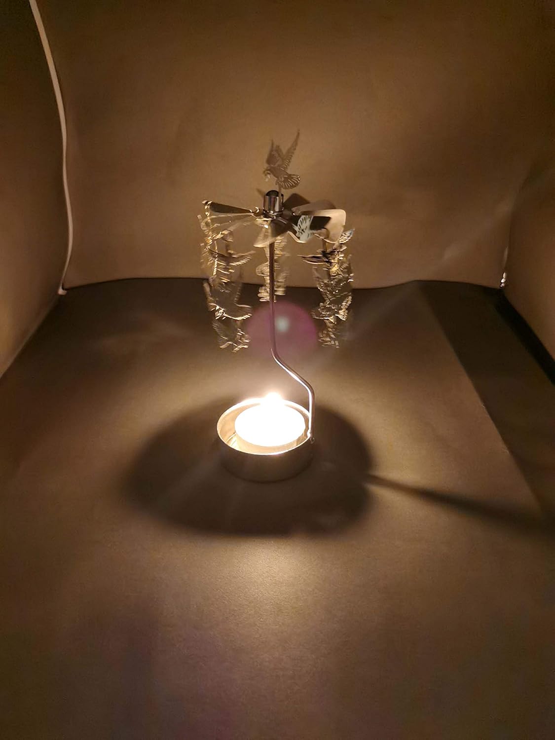 Skiennix Rotary Candle Holder - Spinning Metal Design | Small Dove of Peace Gift