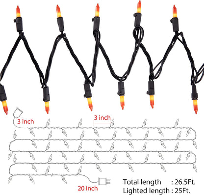 Minetom 25Ft. Candy Corn Mini Halloween String Lights - 100-Count, Waterproof & Connectable, 2 Pack