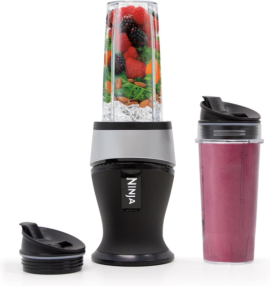 Ninja Fit Compact Personal Blender - Portable Smoothie Maker with 2 To-Go Cups & Lids | 700W | Black | QB3001SS