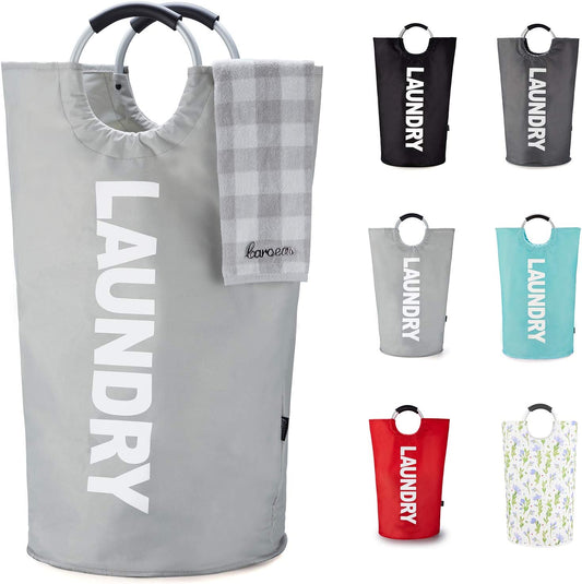 Caroeas 125L Laundry Basket - Large Collapsible Hamper with Padded Handles | Light Grey