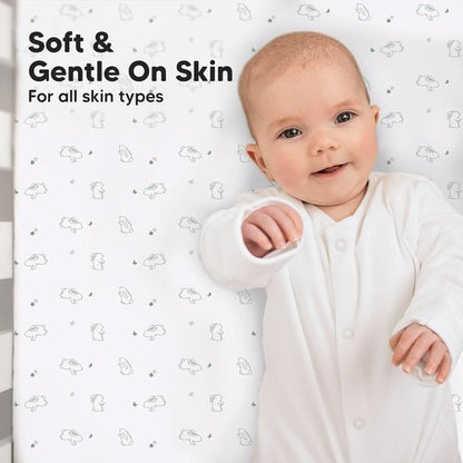 KeaBabies Baby Crib Sheets - Soft & Cozy 2-Pack Viscose Bamboo Fitted Toddler Bed Sheets | 52x28 (Bunnies)