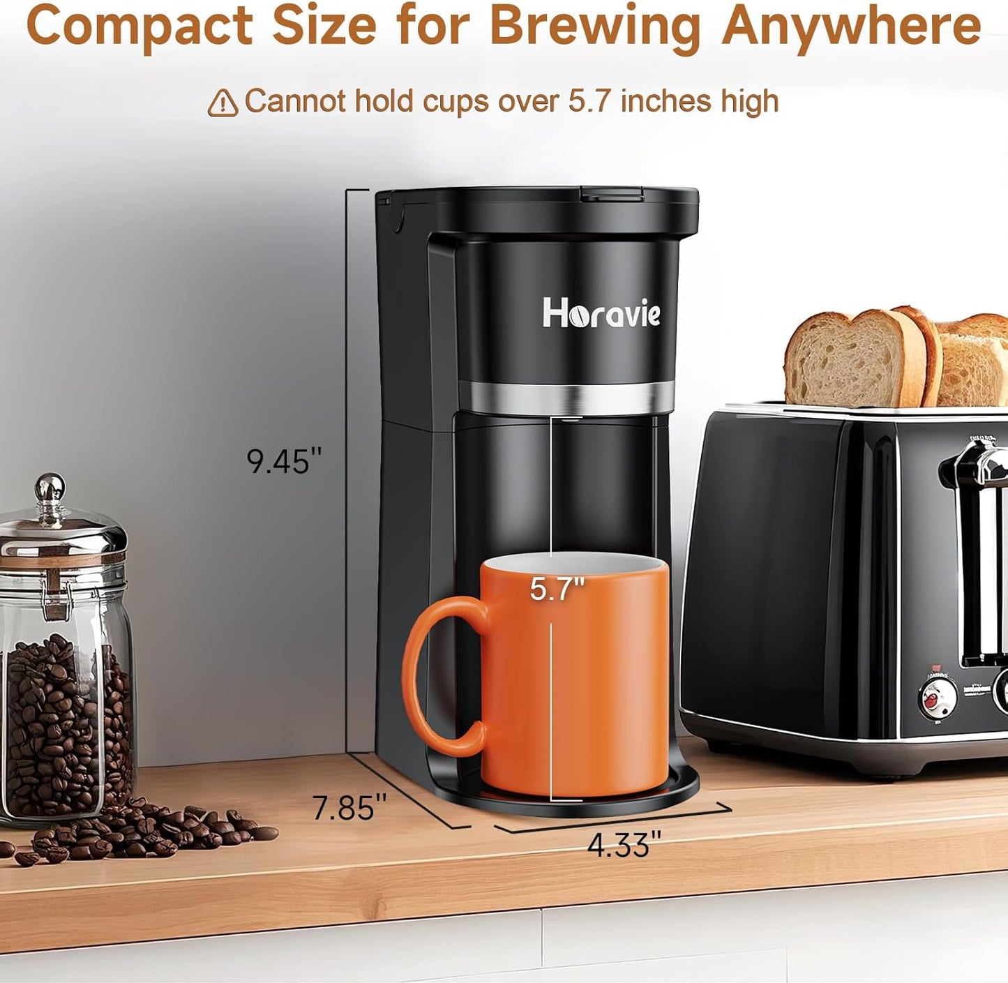 Skiennix Single Serve Coffee Maker - Fast Brew One Cup Machine for K-Cup & Grounds, Black