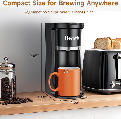 Skiennix Single Serve Coffee Maker - Fast Brew One Cup Machine for K-Cup & Grounds, Black