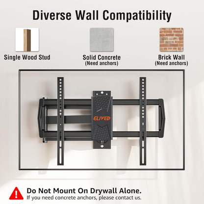 **ELIVED Long Arm TV Mount - Articulating Wall Bracket for 42-75 Inch TVs | 32" Extension Arm, Swivel & Tilt**