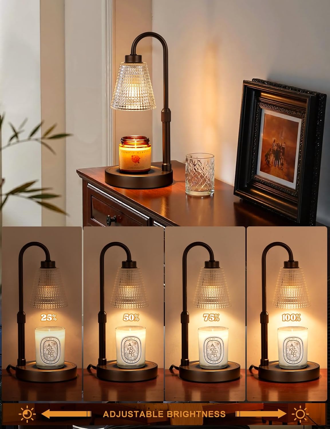 Big Brown Candle Warmer Lamp - Dimmable & Adjustable Timer for Jar Candles | Perfect Home Decor & Gifts