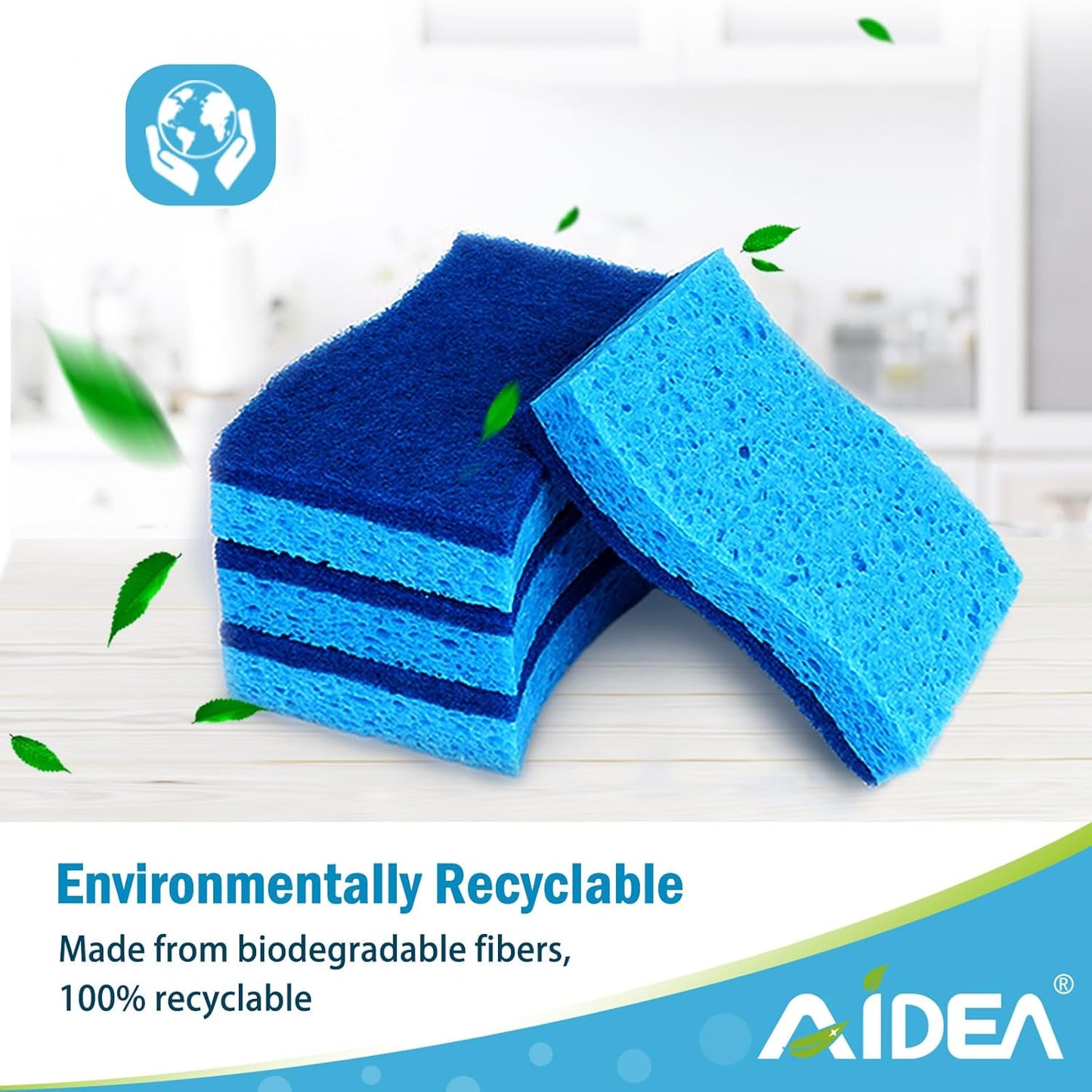 AIDEA Non-Scratch Kitchen Sponges - Fast Cleaning Power for Dishes | 6 Count Set