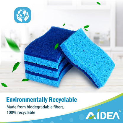AIDEA Non-Scratch Kitchen Sponges - Fast Cleaning Power for Dishes | 6 Count Set