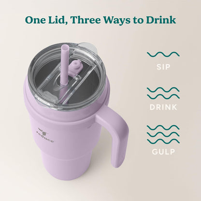 REDUCE 40 oz Stainless Steel Tumbler - Insulated Travel Mug with Handle, Sweat-Proof Lid & Reusable Straw - Keeps Drinks Cold for 24 Hrs, Fits Cupholders, Dishwasher Safe - Lilac Bud