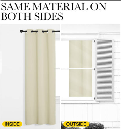 NICETOWN Beige Room Darkening Curtains - 86" Long | Total Privacy Drape Panels for Bedroom & Living Room (Set of 2, 55" Wide)