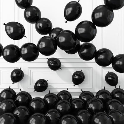 Black Link Balloons - 120 Pcs 6-Inch Latex Balloons for Birthday, Baby Shower & Wedding Decor