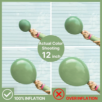 PartyWoo Sage Green Balloons - 140-Piece Set in Various Sizes for Jungle Birthday Party Decor | Olive & Eucalyptus