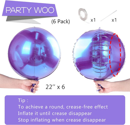 PartyWoo Metallic Purple Foil Balloons - 22 Inch Jumbo Round Mylar Balloons for Birthday & Halloween Decor