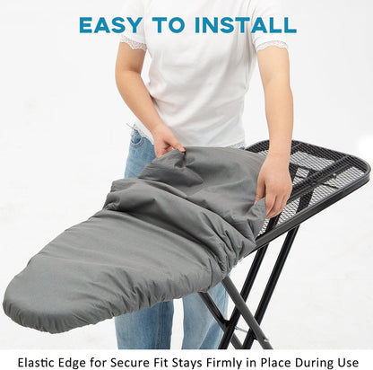 RAINHOL Ironing Board Cover - Extra Thick Padded, Non-Stick & Scorch Resistant | 15x54 Inches, Grey