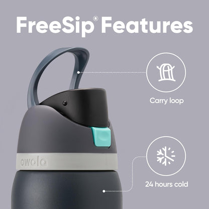 Owala FreeSip Insulated Stainless Steel Water Bottle - 32 oz BPA-Free | Perfect for Sports, Travel & School - Foggy Tide