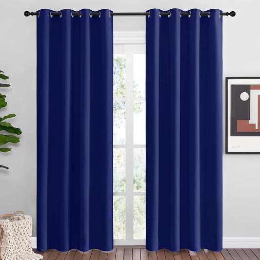 NICETOWN Navy Blue Blackout Curtains - Thermal Insulated 86" Long Drapes for Large Windows | 2 Panels, 55" Wide