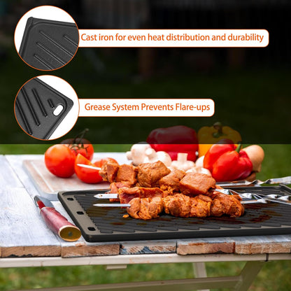 Onlyfire 7638 Reversible Cast Iron Griddle - BBQ Replacement for Weber Spirit I & II 300 Series