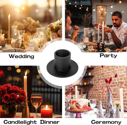 Skiennix Matte Black Iron Candle Holders - 4 PCS Elegant Centerpieces for Home Decor & Events