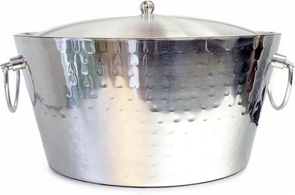 BREKX Insulated Stainless Steel Large Ice Bucket with Lid for Parties, Anchored Metal Ice & Beverage, Champagne Bucket for Extended Chill - 12-Quarts