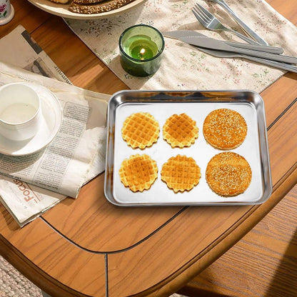 Wildone Baking Sheet Set - 12 PCS Heavy-Duty Stainless Steel Cookie & Toaster Oven Pans | Dishwasher Safe, 9 x 6.7 x 1 Inches