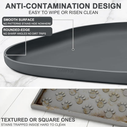 Skiennix Small Silicone Pet Food Mat - Waterproof Design with Raised Edges | 12 x 12 x 0.7 Dark Grey