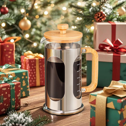 Sivaphe French Press Coffee Maker - 34 oz Borosilicate Glass with Bamboo Lid & Handle | 8 Cup Tea Press