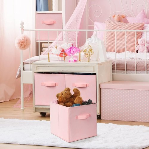Criusia Storage Cubes - 11-Inch Heavy-Duty Fabric Storage Bins | 8-Pack Collapsible Organizers for Clothes, Blankets, Toys (Pink)