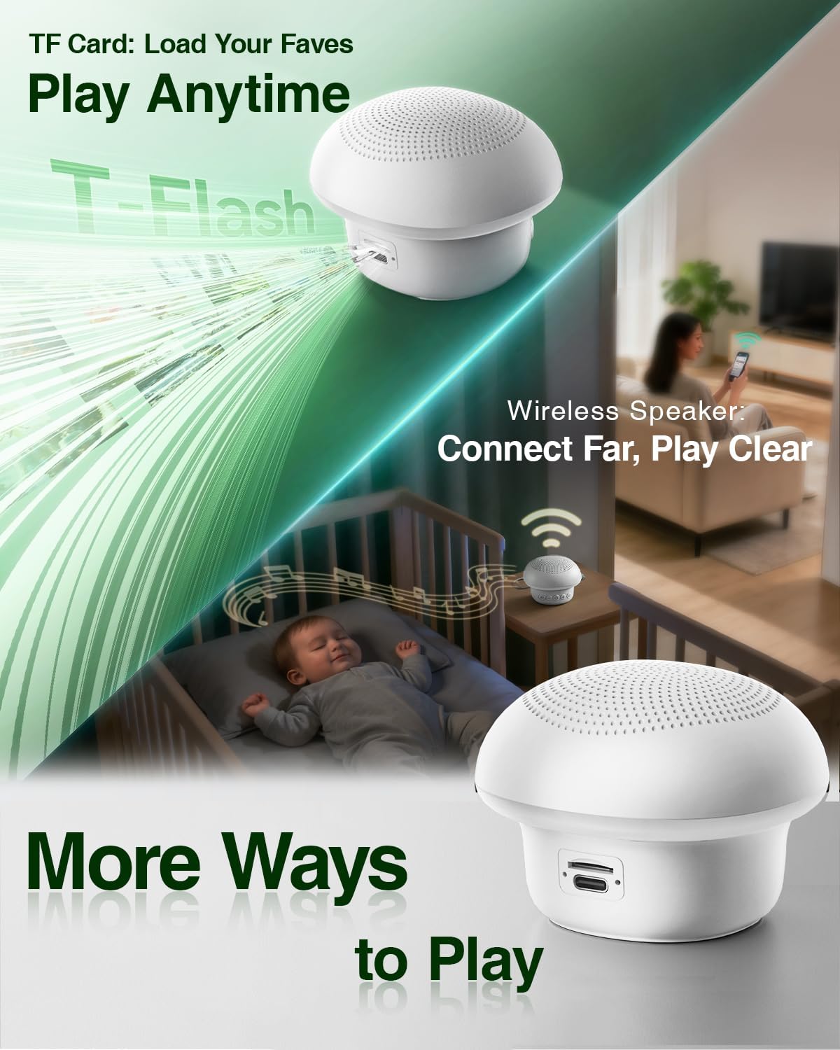 Skiennix Portable White Noise Sound Machine - 20 Soothing Sounds, 48H Battery Life, Night Light & Timers