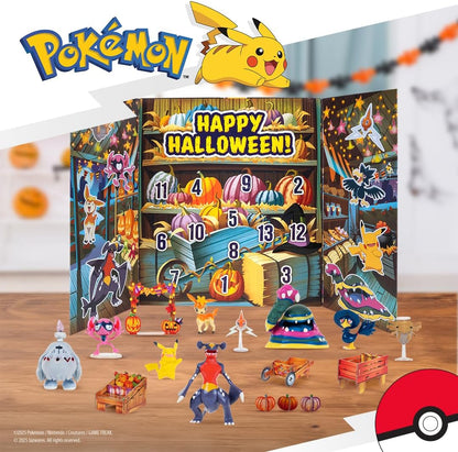 Pokemon Halloween Calendar 2025 - 11 Battle Figures & 5 Chipboard Accessories Included