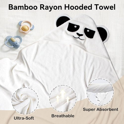 BubblePanda Hooded Baby Towels - Super Soft Bamboo Bath Towels for Newborns | 30 x 30 Inch