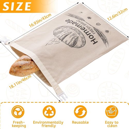 Beeswax Bread Bags by [Brand Name] - Reusable Organic Linen for Sourdough | 17 x 12.6 Inches - Freshness Preservation & Freezer-Friendly