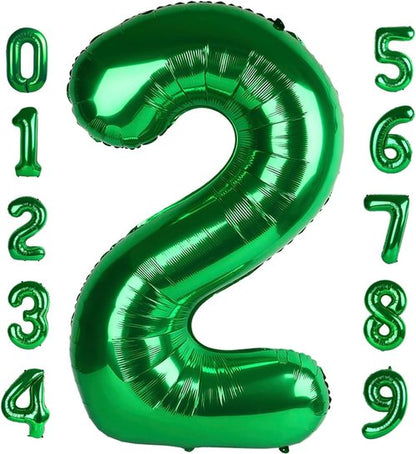 2 Numbers Balloon - 40 Inch Dark Green Birthday Decor for 2nd, 12th, 21st Parties & Celebrations