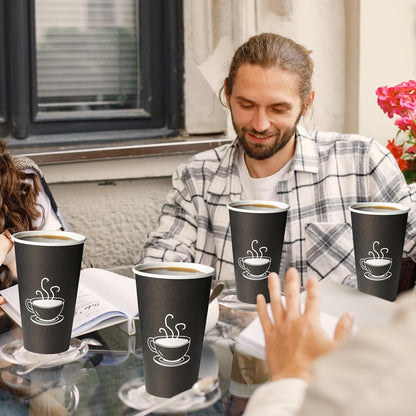 TOPVALUE 16 oz Disposable Paper Coffee Cups - 210 Count for Parties & Office Use