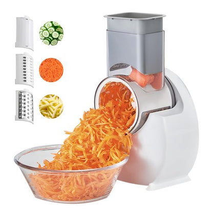 JueRum Electric Cheese Grater,2025 Upgrade Electric Vegetable Slicer Shredder with 3 Changeable Blades,Salad Shooter Electric Slicer/Shredder,Electric Cheese Grater for Block Cheese Fruit Veggies Nuts