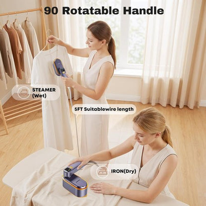Droyek Portable Travel Steamer - 1200W 2-in-1 Iron & Steamer | Fast 10s Heat, 150ml Tank, 4 Modes