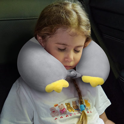 urnexttour Travel Neck Pillow for Kids, Best Memory Foam Pillow with Cute Sleep Mask & Earplugs, Lightweight Travelling Pillow Set for Airplane, Car, Train, Bus and Home Use (Penguin)