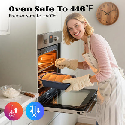 Skiennix Silicone Bread Pan - Nonstick 9.5 x 5 Inch Loaf Pan with Metal Frame for Baking Bread