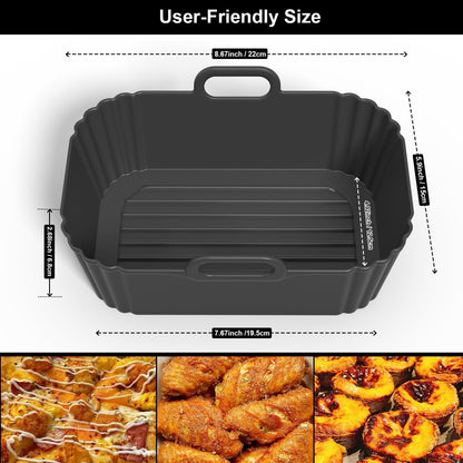 Skiennix Silicone Air Fryer Liners - Reusable for Ninja Foodi & COSORI 9QT | 2 Pack, Easy Clean
