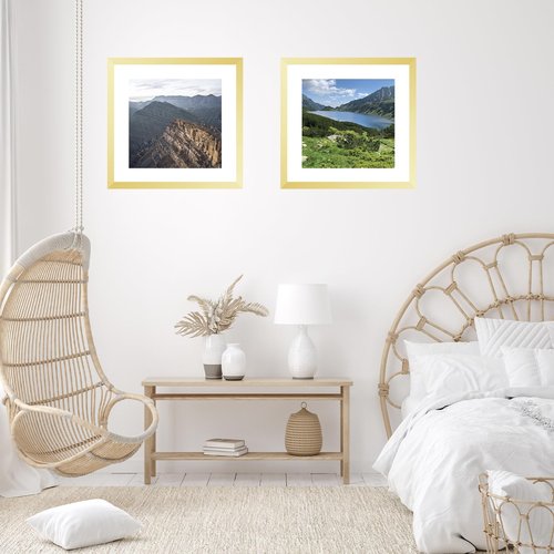 JCJMY 18x18 Picture Frame Gold with 14x14 Mat, Display Photo 14x14 with Mat or 18 x 18 Without Mat, Wall Hanging Large 18x18 Poster Frame with Shatter Resistant Plexiglass, Gold