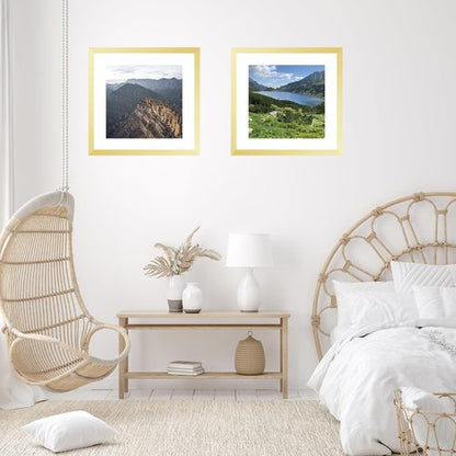 JCJMY 18x18 Picture Frame Gold with 14x14 Mat, Display Photo 14x14 with Mat or 18 x 18 Without Mat, Wall Hanging Large 18x18 Poster Frame with Shatter Resistant Plexiglass, Gold