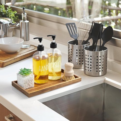 ALELION 11.7" Acacia Wood Bathroom Vanity Tray - Decorative Counter Organizer for Makeup, Perfume & Jewelry