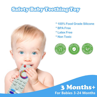 ROBBEAR Baby Teething Toys - Food Grade Silicone Teethers in Fire TV Remote Shape | BPA Free, Black